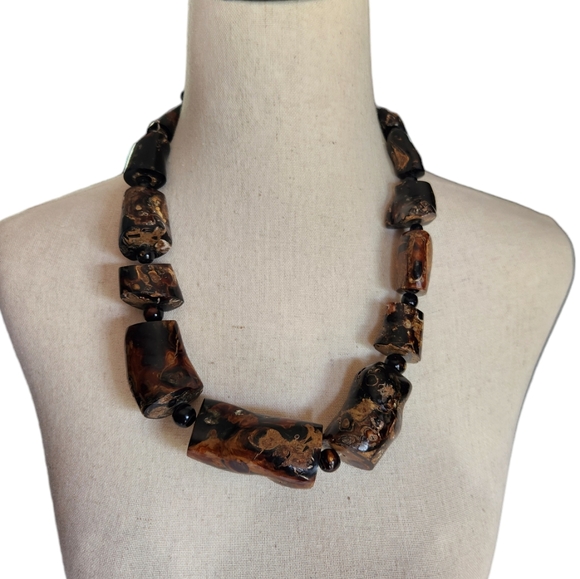 Handmade Jewelry - Vintage 70's Rare Black Coral Tube Necklace
